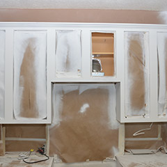 Cabinets prepped for painting