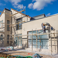 Scaffolds set up for exterior painting