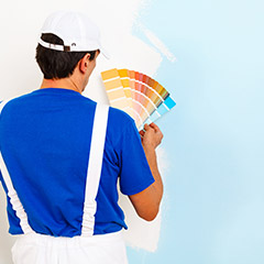 Painter comparing colors