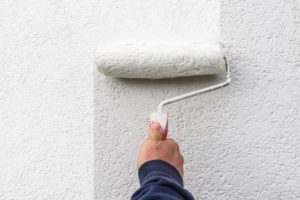 a person painting a wall white