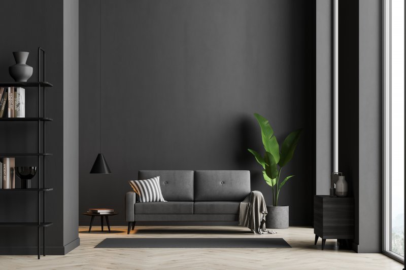 black living room