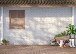 exterior brick wall painted white