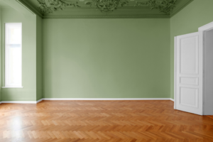 an interior living room being painted green